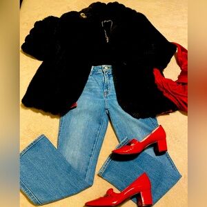 Vintage black Faux Fur Coat